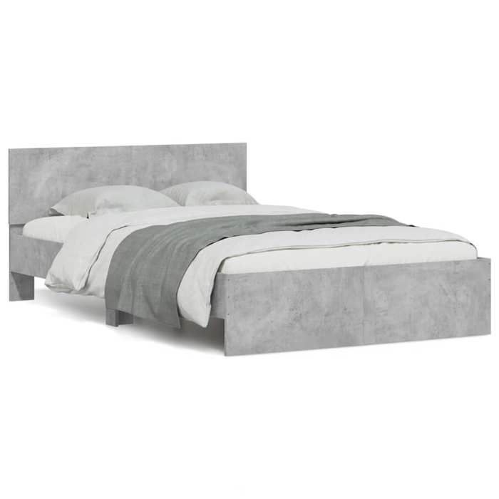 vidaXL Cadre de lit avec tête de lit et LED gris béton 120x190 cm 3207640