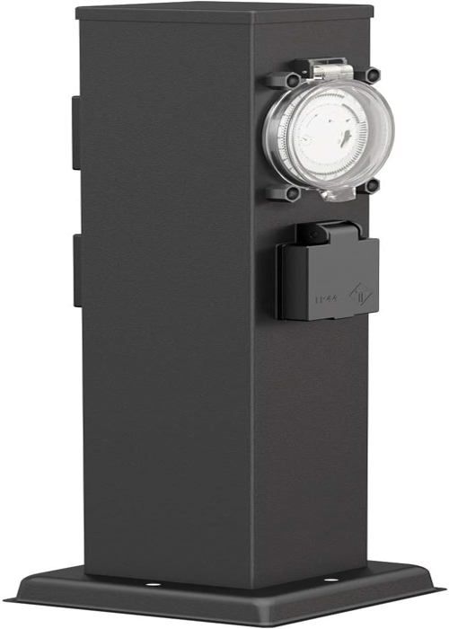 Borne D'éclairage Extérieur POLLY - Hauteur 35 Cm, Finition Anthracite - IP44, Douille G9 Max 10W - Avec Prise De Courant Intégrée
