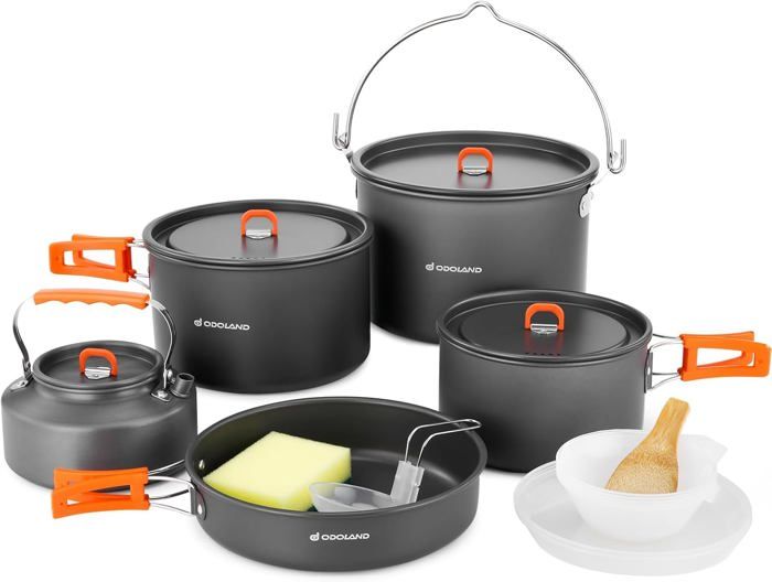 Couteau Randonnée Kit 8 Pièces Cuisine Camping Acier Inoxydable - Portable Et Complet Casseroles Camping Empilables
