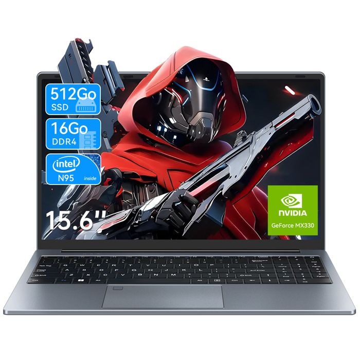Ordinateur portable NVIDIA Geforce MX330 16 Go DDR4 512 Go SSD intel alder lake N95 (jusquà 34 ghz) 156 pouces  PC portable