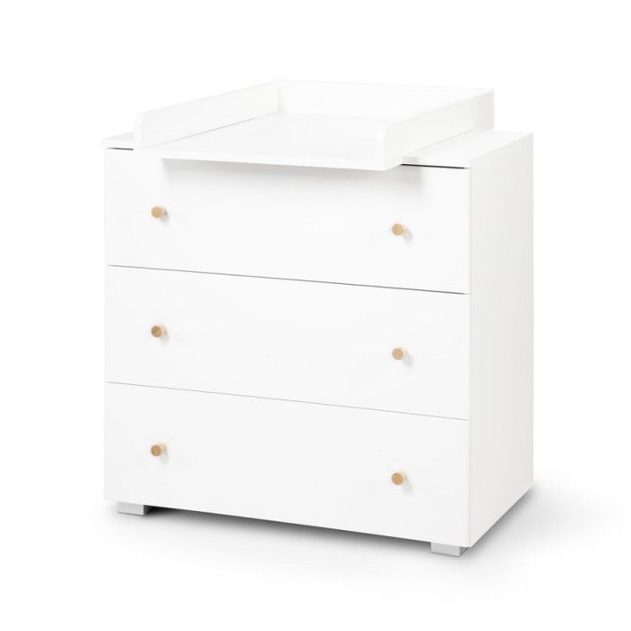 Commode à 3 tiroirs en bois avec plan de change - Blanc - L 80 x l 81 x P 48 cm - Collection Karolina Commode à 3 tiroirs en bois avec plan de change - Blanc - L 80 x l 81 x P 48 cm - Collection Karolina