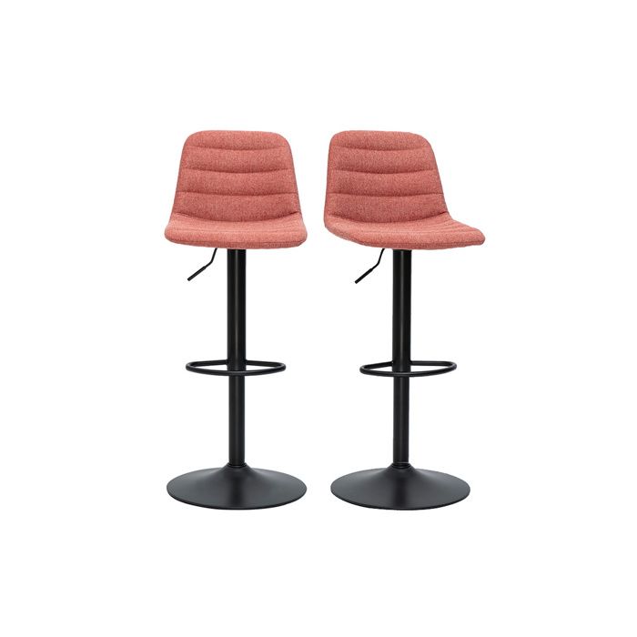Miliboo - Tabourets de bar réglables pivotants 360° en tissu effet velours texturé terracotta et métal (lot de 2) SAURY