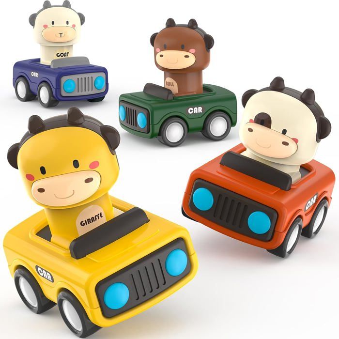Lot De 4 Petites Voitures Friction Lapin Et Singe, ABS, Sans Pile, Pour Enfants 1-4 Ans, Cadeau Pâques