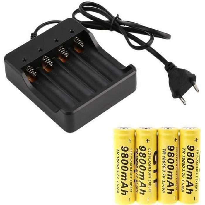 Chargeur de piles - 4x 18650 3.7V 9800mAh - Jaune - Noir - Extérieur