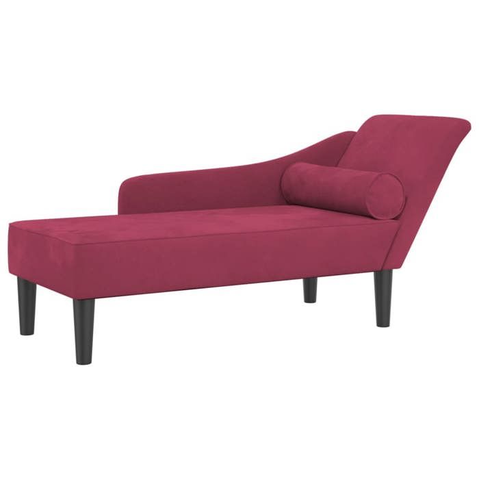 (Promotion octo)Fauteuil long - Chaise de Canapé de Loisirs avec coussins rouge bordeaux velours - 141 x 55 5 x 66 5 cm 816862