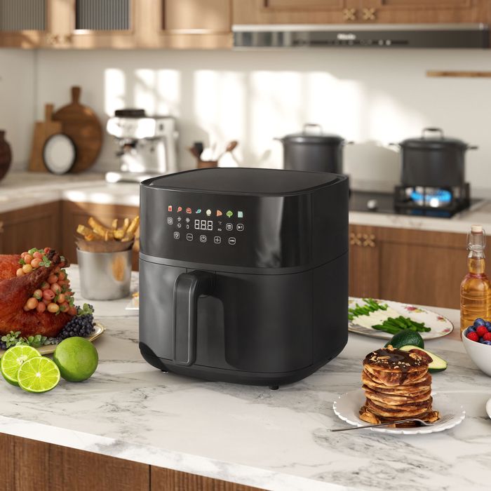 Friteuse à air 8 L air fryer 1700 W 8 programmes écran tactile LED température réglable et minuterie noir - Generic