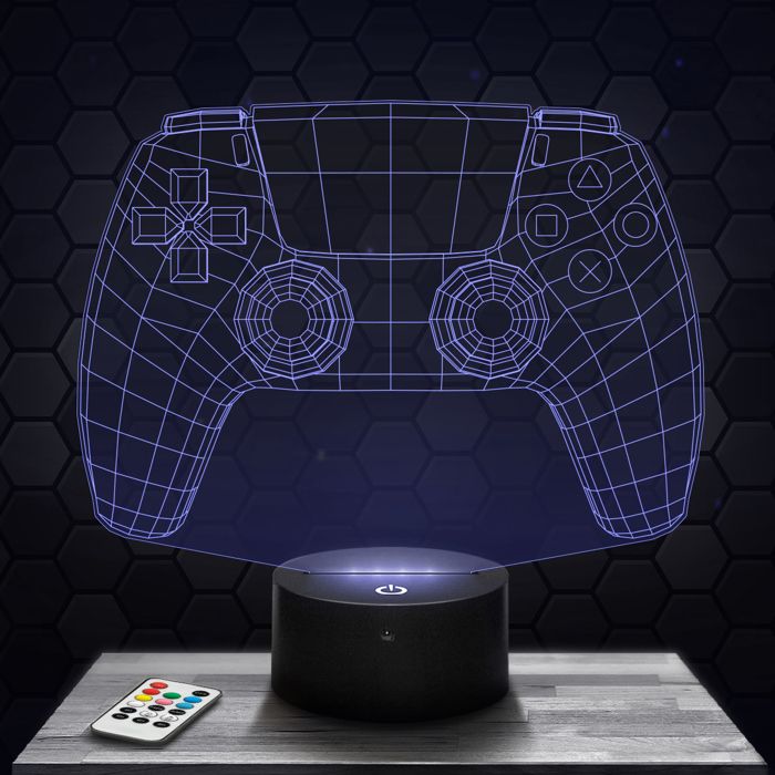 Lampe 3D - Manette de console - Jouet Figurine Cadeau Manette de console - Veilleuse Led Tactile avec socle au choix