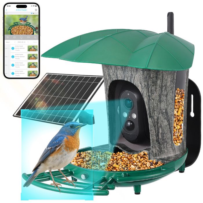 Comparer les prix de Mangeoire Oiseaux Exterieur Caméra Solair Caméra dObservation sans Fil Jardin avec AI Identifier Capture IP65 Imperméable