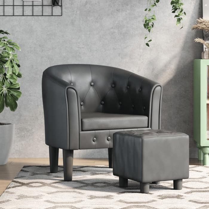 Fauteuil Relax Black Month Canapé-chaise/Fauteuil cabriolet avec repose-pied Gris similicuir - 70x56x68cm EU25_7541682 Fauteuil Relax Black Month Canapé-chaise/Fauteuil cabriolet avec repose-pied Gris similicuir - 70x56x68cm EU25_7541682