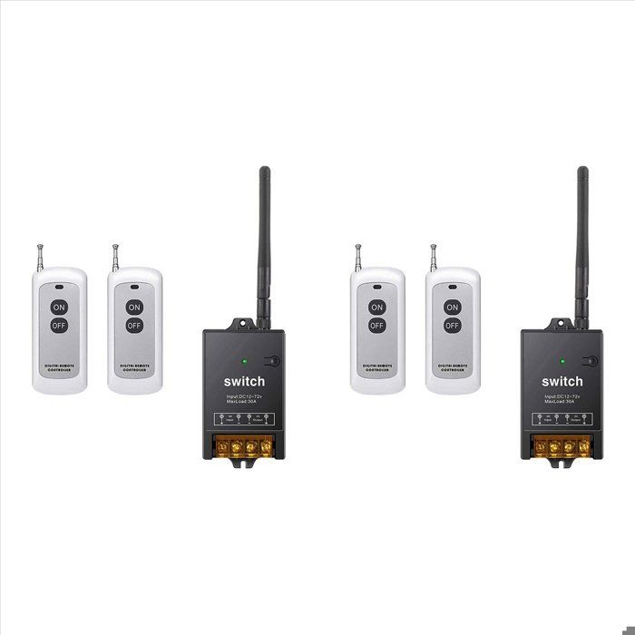 2X Commutateur de TéLéCommande Relais DC 12V/24V/48V/72V 40A Commutateur RF Sans Fil avec Commutateur à Distance Longue PortéE de