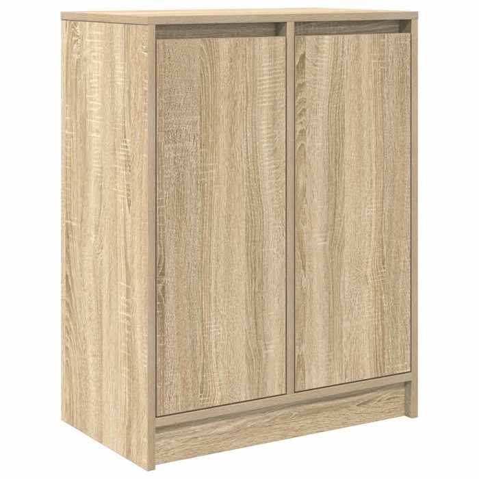 Buffet en bois dingénierie - vidaxl - Chêne sonoma - 57x34x76 cm - 2 portes - 2 étagères - Capacité 60 kg