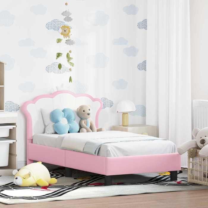 vidaXL Cadre de lit pour tout-petit avec tête de lit Rose 70 x 140 cm 42011079