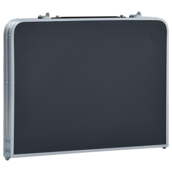 Table pliable de camping - MEUBLECHIC - 60x40 cm - Gris aluminium - Aluminium et MDF - 1.42 kg