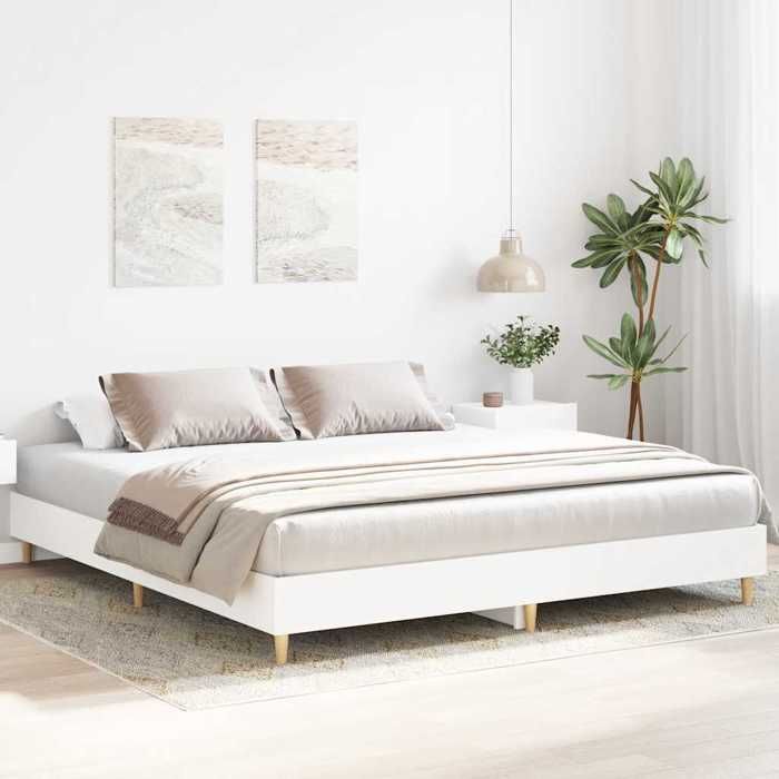 (TOP 2026)Cadre de lit bois - Lit 2 personnes - Meuble de chambre - SHELL - sans matelas - blanc 160 x 200cm bois dingé