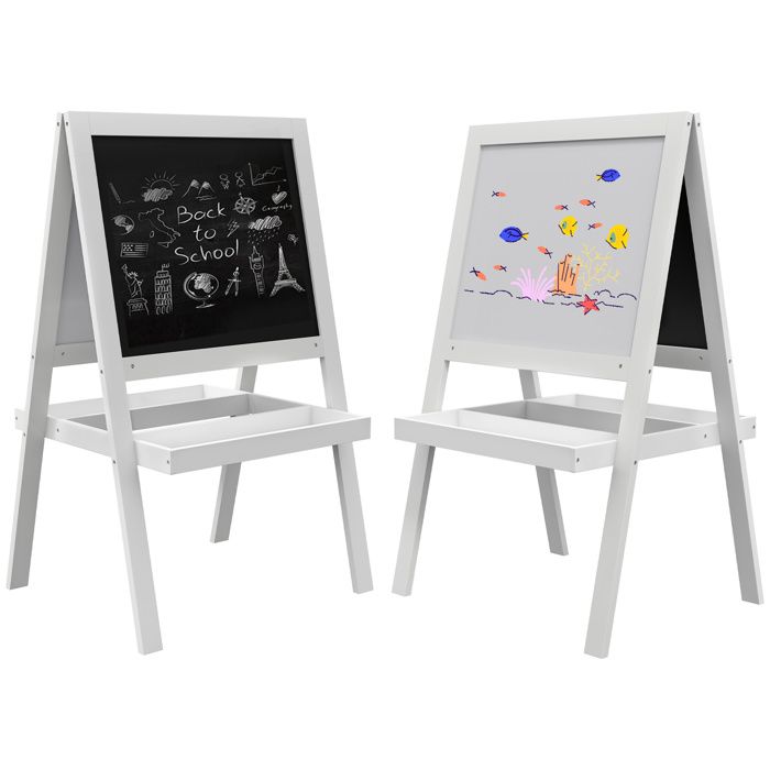 Chevalet 2-en-1 VEVOR – Tableau Blanc/noir Magnétique – Hauteur Réglable – Dès 3 Ans – Rotation 360° – Avec Accessoires