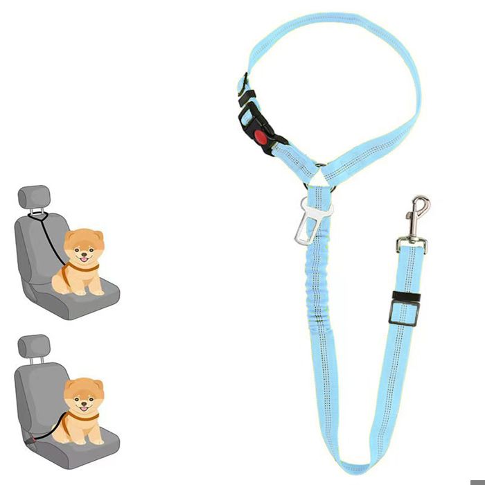 Ceinture de sécurité pour chien - Phoesky - Réglable - Boucle en métal - Élastique réfléchissante - Attache de voiture