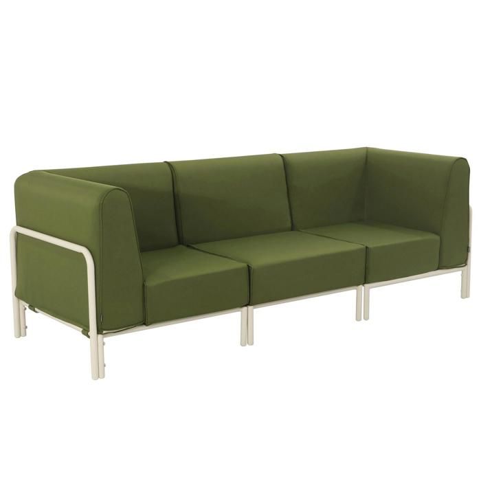 Salon de jardin bas modulable uni 3 places vert kaki 232 x 80 cm Patio Oviala