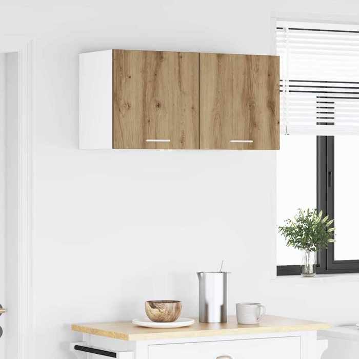 Décoratif - Meuble haut - Armoire suspendue de cuisine - Armoire polyvalente - 2 pcs Chêne Artisan et Blanc 40x31x40cm con8355039