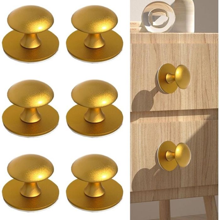 6 Pièces Boutons dArmoire Autocollants Bouton de Meuble Facile à Ouvrir Fermer Pull Armoire Bouton de Porte Ovales (Or)