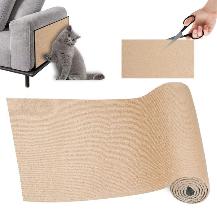 Griffoir Chat Canapé Protection canape Chat Tapis Griffoir pour Facile à Couper Meubles Murs Sisal et Moquette DIY Kaki GRIFFOIR
