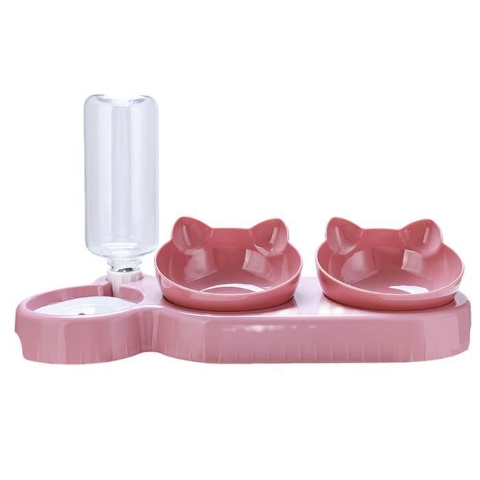 Ensemble de gamelles 3 en 1 pour chat avec support double gamelle avec distributeur deau pour animaux de compagnie