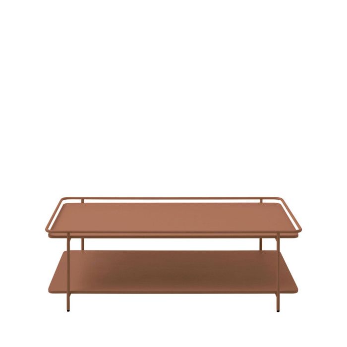 Saranda - Table basse 2 plateaux en métal - Terracotta