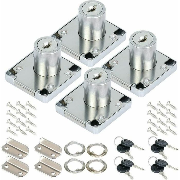 Lot de 4 serrures à came en alliage de zinc 22 mm – Résistance à la corrosion – Pour placards tiroirs bureaux et meubles