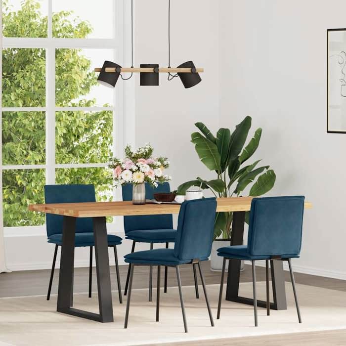 Meuble Chaises à manger lot de 4 Bleu Velours SIEGE - ASSISE FF6712