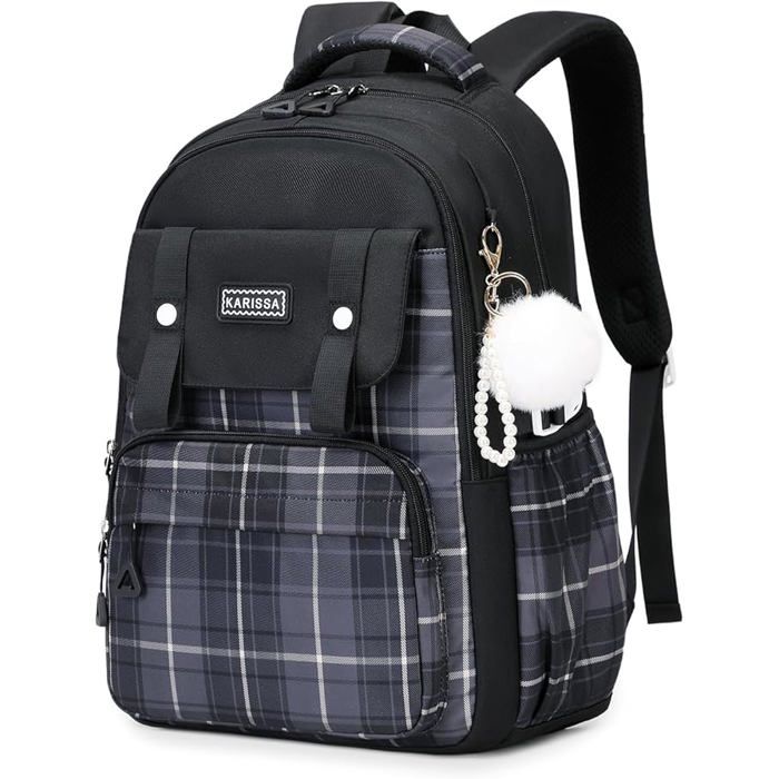 XJYDNCG Cartable Fille Primaire Sac À Dos Scolaire - Léger Respirant Imperméable Charge Réduite Extensible - 44x31x16cm - Noir