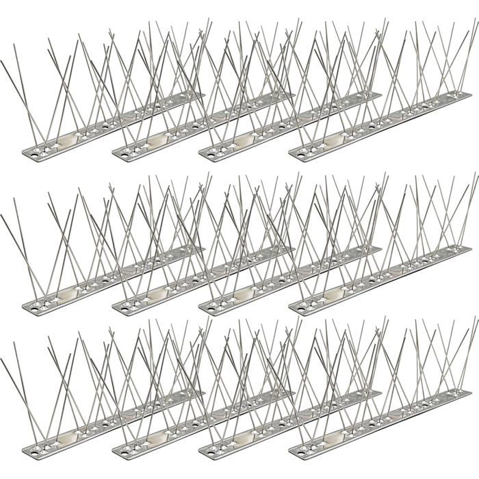 Pics Anti Pigeon INOX (3m 12 pcs à 25cm) - Kit Répulsif Oiseaux 304 avec 24 Vis & 24 Colliers - pour Balcon Gouttière Toit