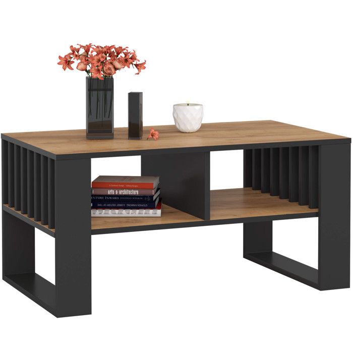 Table basse AKORD ROCKFORD Chêne Craft 92 cm pieds Noirs 92x53x45 cm Table basse AKORD ROCKFORD Chêne Craft 92 cm pieds Noirs 92x53x45 cm