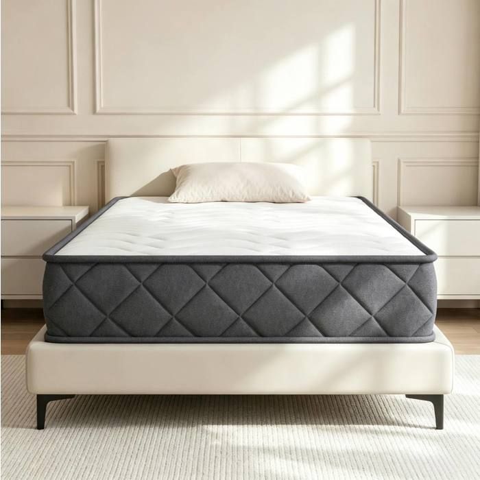 Matelas mémoire de forme 90x190 cm 1 personne mousse housse en maille polyester blanc gris TYNQER