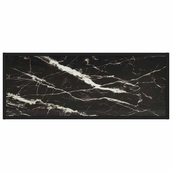 Magnifique Noir Banc TV - Meuble TV noir avec verre marbre noir 100x40x40 cm &&97057
