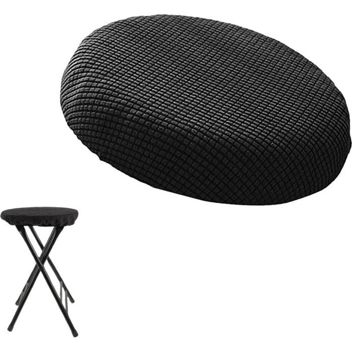 Housse de tabouret lavable extensible - Protection anti poussière efficace Conception gain de place - Utilisation domestique - Noir