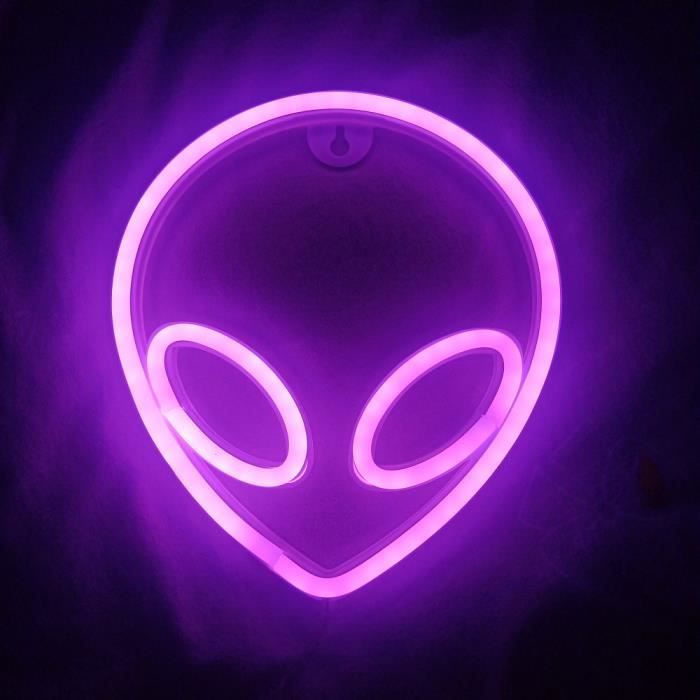 Alien Panneau Lumineux LED Néon Rose + Bleu - Décoration Murale Chambre, Bar, Gaming