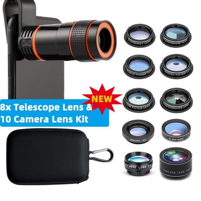 Objectif Fisheye Kit Objectifs 10 En 1 Pour Smartphone - Fisheye Macro Grand Angle Lentilles Créatives Téléphone