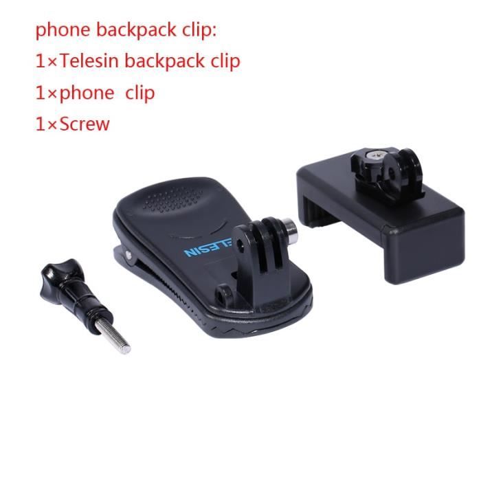 Support De Sac à Dos Rotatif 360° – Pour GoPro Hero Et Autres, Pince Rapide, Inclinaison 180° !