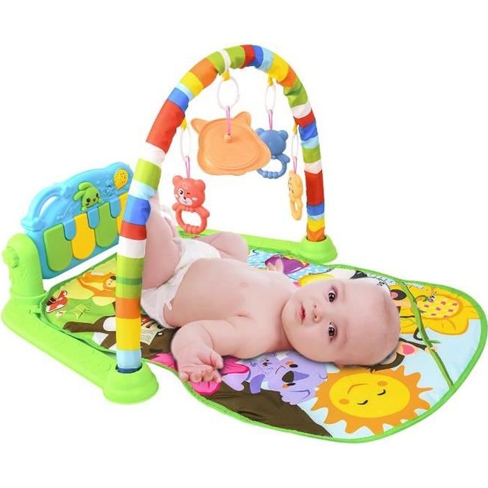 Montessori tapis d'éveil pour bébé, jaune & gris, cadeau naissance