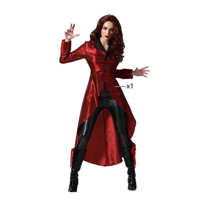 Déguisement Femme Super Héroine Wanda - ATOSA - Costume de Sorcière Rouge - Tissu Léger Satiné