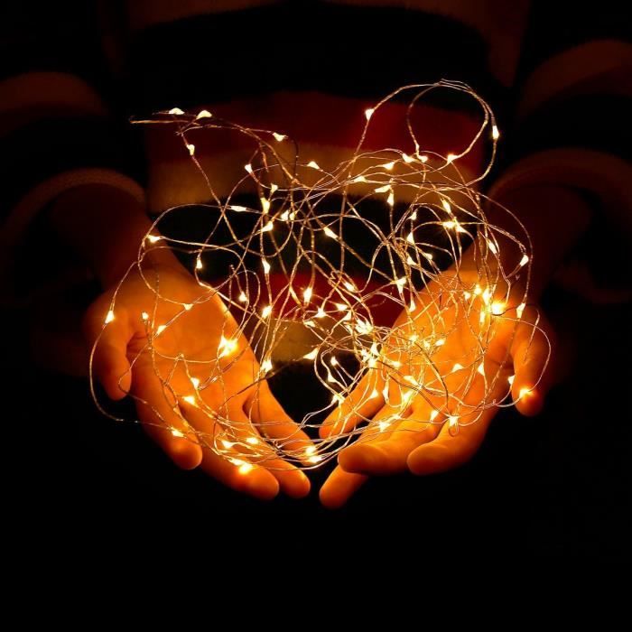 Guirlande Lumineuse à Piles, 10M 100 Micro LED, Blanc Chaud, Idéal pour  Décorations de Noël, Fêtes, Mariage, Anniversaire, Nouvel An - Cdiscount  Maison