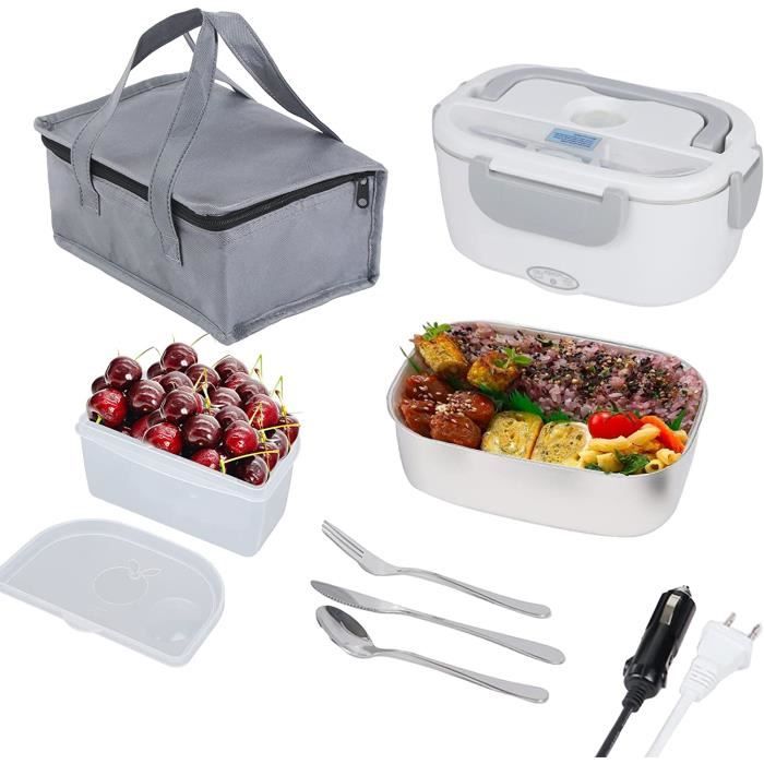 Lunch Box Chauffante électrique IXPIUZB 1L - Acier Inoxydable, Batterie Rechargeable, Réglable