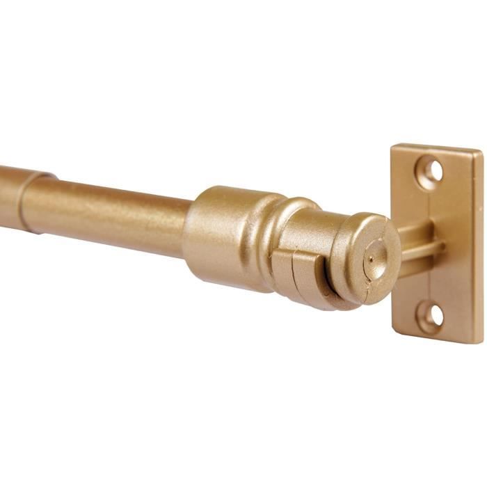 Tringle à Rideaux Extensible 80-218 Cm - Métal Aspect Bois, Embouts Décoratifs Feuille, Supports Inclus, Pour Rideaux Lourds, Salon, Chambre