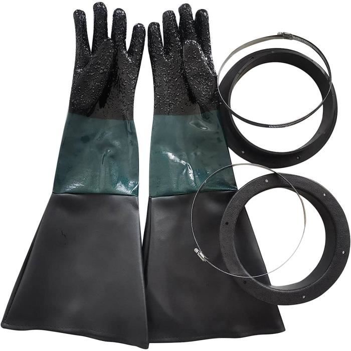 Gants De Sablage Résistants Leadsoar - Paire Noire Pour Armoire De Sablage, Sécurité Optimale