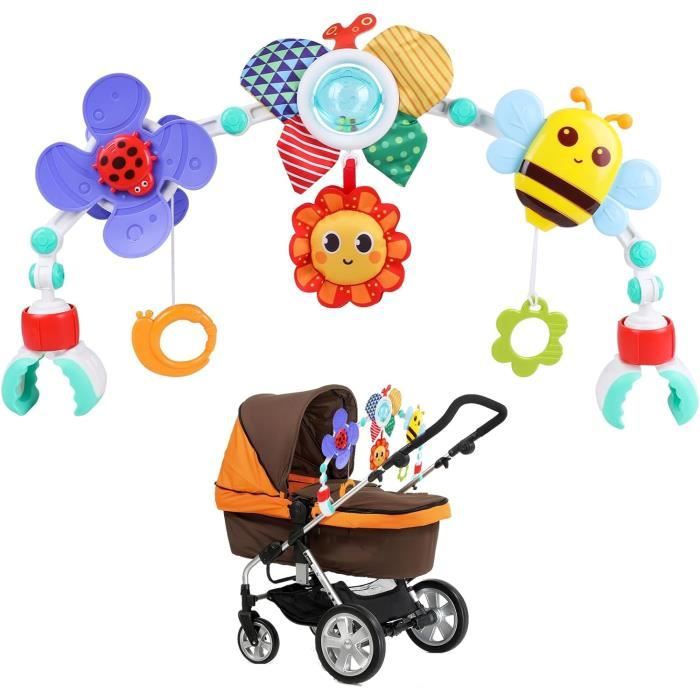 Arche D'activités Articulée pour Bébés et Tout-Petits, Arche d'Éveil pour  Poussette Moulin à Vent, Hochet, Jouets Ajustables Berceau