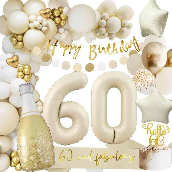 Décoration anniversaire 60 ans - guirlande joyeux anniversaire - complète  avec ballons