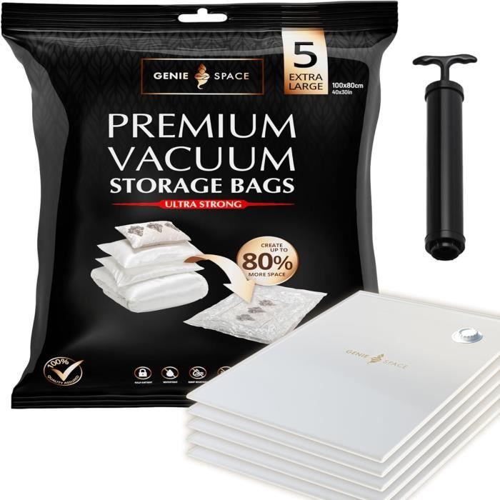 Sacs De Rangement Sous Vide Xl Lot De 5 Extra Large 100 X 80Cm