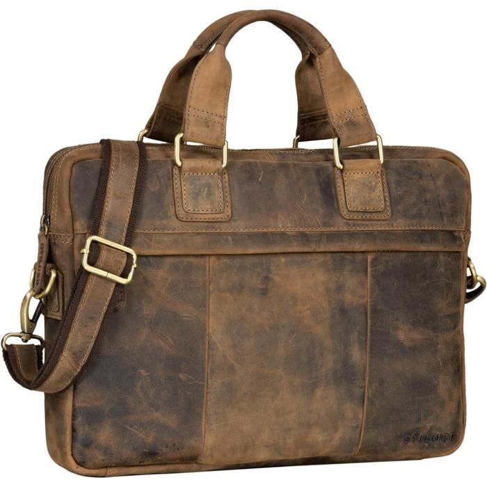 Homme Bandoulière Cuir Épaule Sacoche Ordinateur Portable Vintage Sac