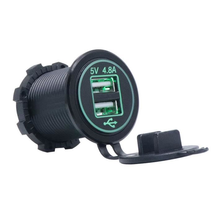 Adaptateur Allume-Cigare Double USB 12V - 2 Ports 2.1A Avec Câble Intégré 60 Cm - Étanche, Compatible GPS Et Smartphone - 3