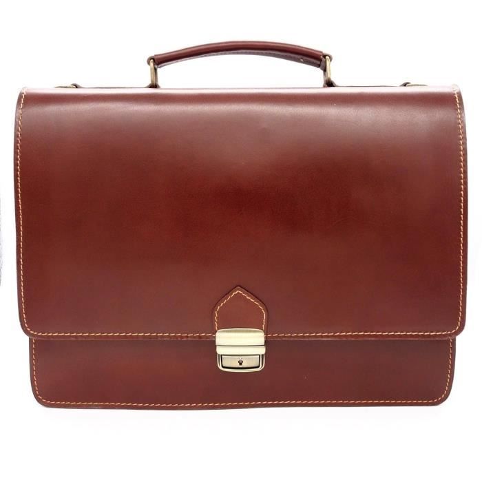 D/&D0422 Cartable en Cuir Made in Italy Marron