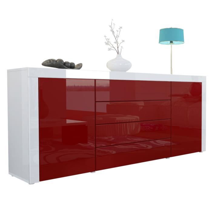 Vladon Buffet commode La Paz en Blanc haute brillance - Bordeaux haute brillance - Blanc haute brillance Vladon Buffet commode La Paz en Blanc haute brillance - Bordeaux haute brillance - Blanc haute brillance